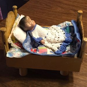Vintage Doll w/ Bed and Clothes